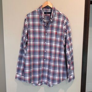 Ralph Lauren Men’s Plaid Red White Blue Button Down Dress Shirt Preppy Office